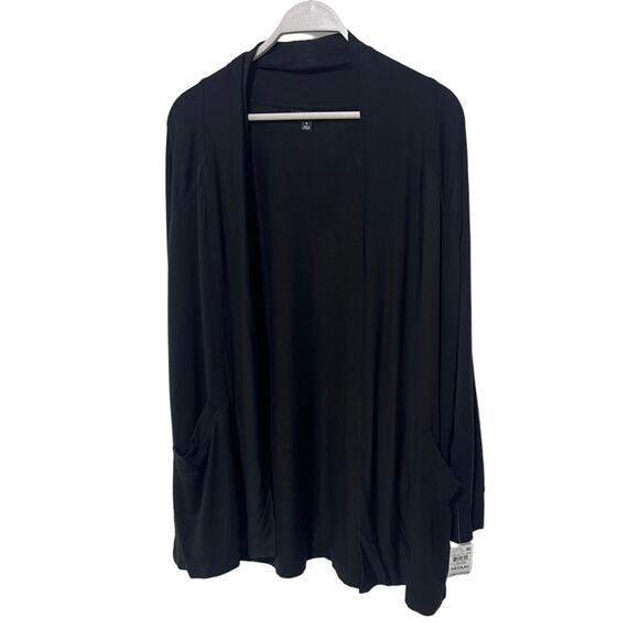 ALFANI WOMENS MEDIUM CASUAL LOUNGE SHRUG CARDI WRAP POCKETS CLASSIC BLACK NEW! - Picture 2 of 12